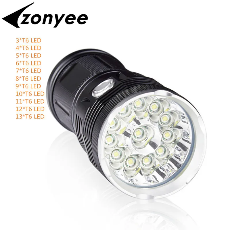 

30000LM 13xCREE XM-L T6 LED Hunting Flashlight Aluminum Alloy Waterproof Torch For 4 x 18650 Torch Lamp Super Bright