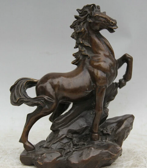 

JP S0524 8" Chinese Bronze Folk animal success Run Zodiac Year Horse Statue sculpture B0403