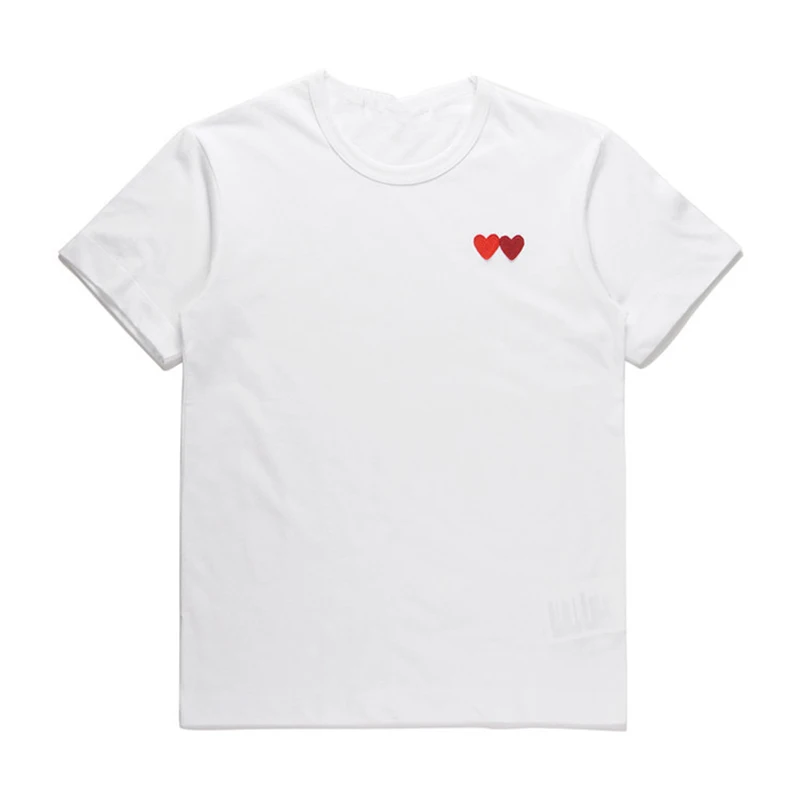 New Fashion Couple Fits T Shirt Casual Embroidery Love-Heart Sweet Tshirt Casual Summer Outfits For Man And Women - Цвет: White