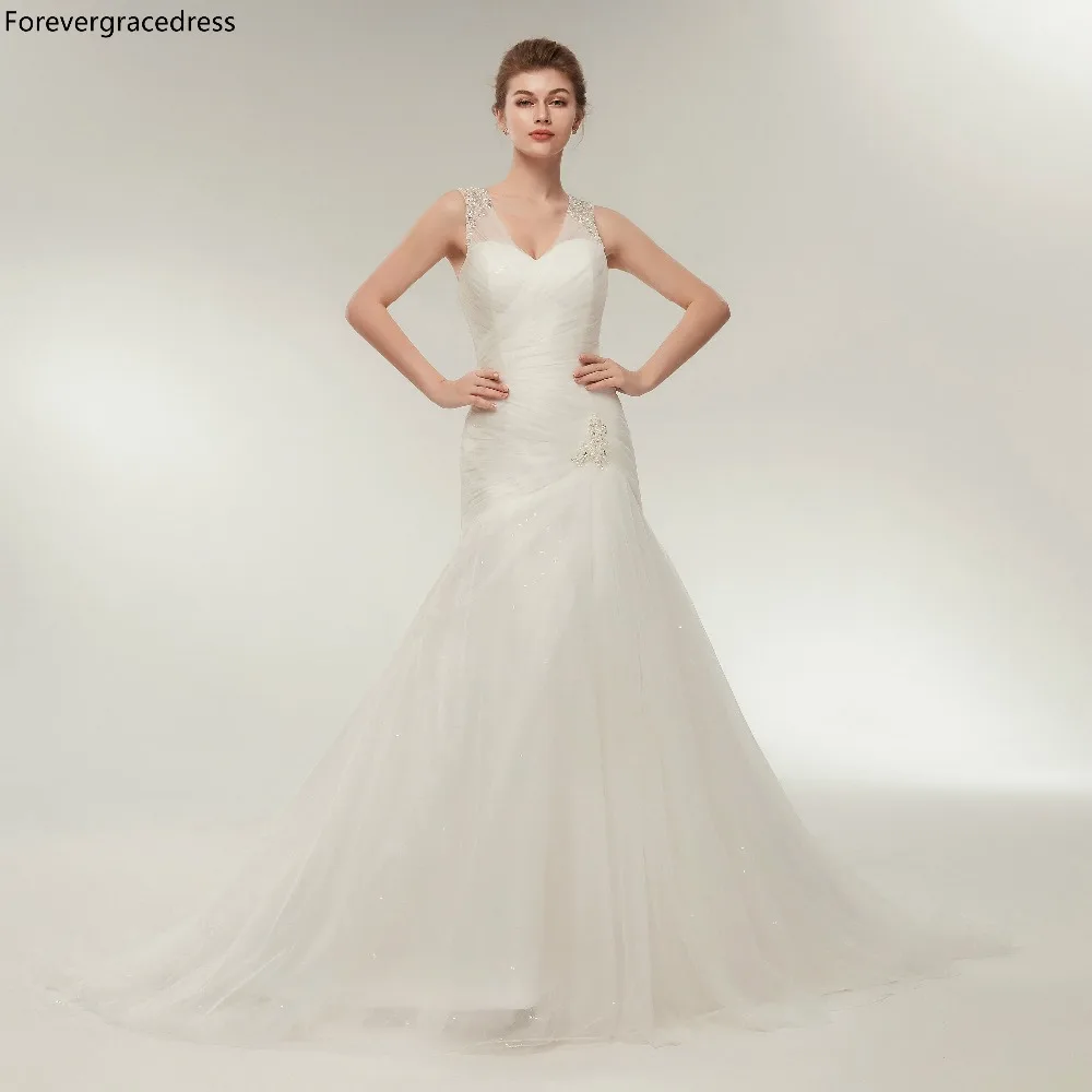 Forevergracedress Elegant Wedding Dresses 2019 Mermaid Long Tulle Backless Formal Bride Bridal Gowns Plus Size Custom Made | Свадьбы и