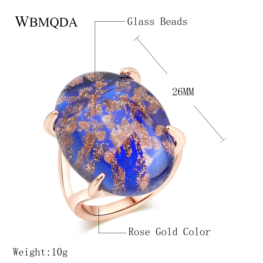 Роскошное 7 цветов стеклянное кольцо с камнем из розового золота богемное обручальное кольцо для женщин модное ювелирное изделие