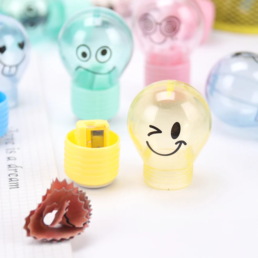 1PC Creative Bulb Pencil Sharpener Plastic Pencil Sharpener For Kids Gifts Stationery School Office Supplies