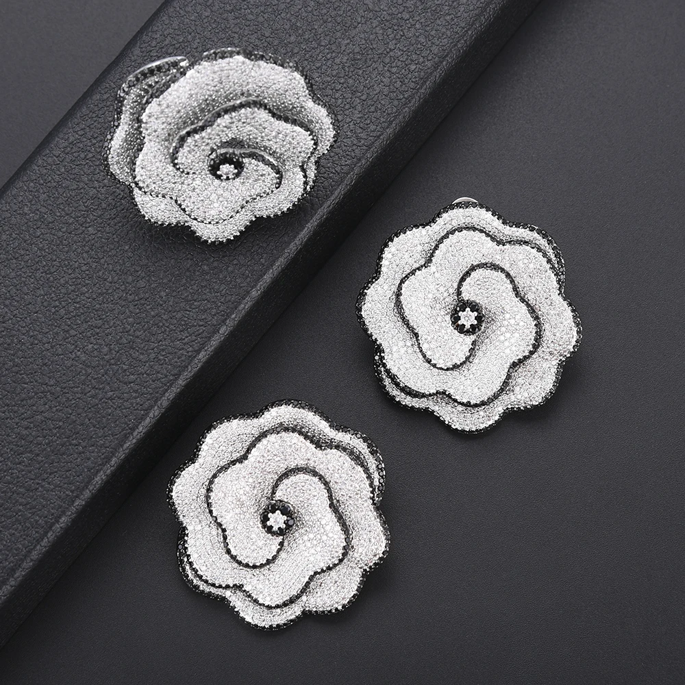 GODKI Luxury DUBAI Ring Earring Sets Cubic Zirconia Flowers Big Indian Jewelry Sets for Women Wedding African beads jewelry sets