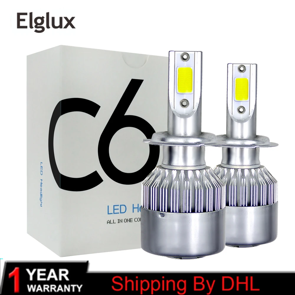 C6 Super Bright LED Car Headlight H1 H3 H4 H7 Headlamp Light H11 HB3/9005 HB4/9006 9012 9007 H13 6000K 80W 8000LM | Автомобили и
