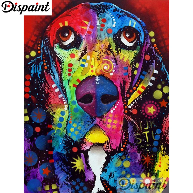 

Dispaint Full Square/Round Drill 5D DIY Diamond Painting "Cartoon color dog" 3D Embroidery Cross Stitch Home Decor Gift A01020