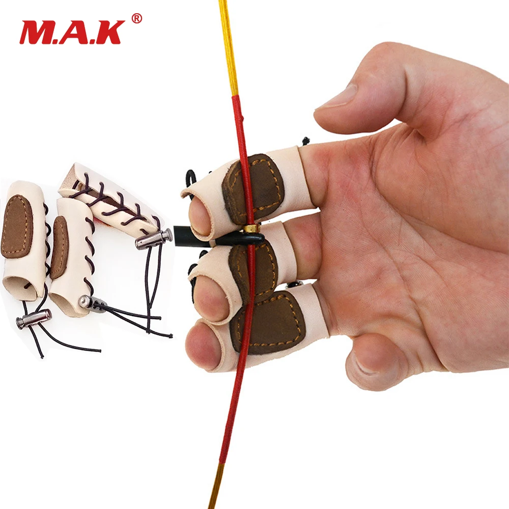 

3 Pcs One Finger Protector Cow Leather Finger Tab Adjustable Size for Recurve Bow Traditional Bow Archery Hunting Shooting
