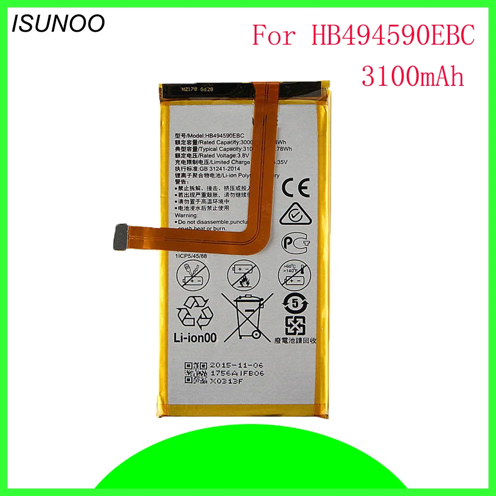 ISUNOO Battery HB494590EBC for Huawei Honor 7 G620 G628 Replacement 3100mAh | Мобильные телефоны и аксессуары