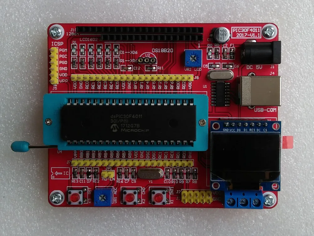 

Free shipping 1x dsPIC30F4011 development board PIC microcontroller learning board With OLED