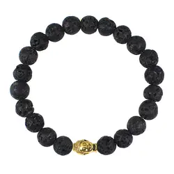 Religion Bodhi-Sattva браслеты Будда бусины аксессуары натуральный черный Лава камень браслет ювелирные изделия