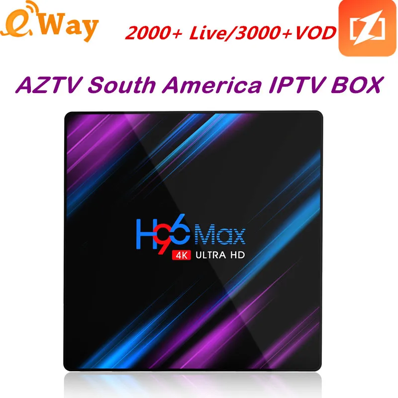 

AZTV South America 2000+ IPTV Android box for Brazil Chile Peru Argentina Latin America Spain Arabic ON H96 MAX RK3318 4G 64G