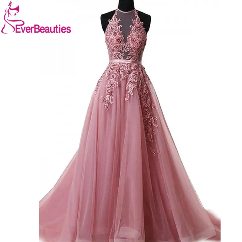 

Robe De Soiree Evening Dress Long 2019 Appliques Beading Long Tulle Party Gowns Evening Gowns Abendkleider