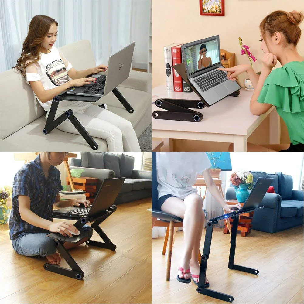  Two Fan Laptop Desks Portable Adjustable Foldable Laptop Notebook Lap PC Folding Desk Table Vented 