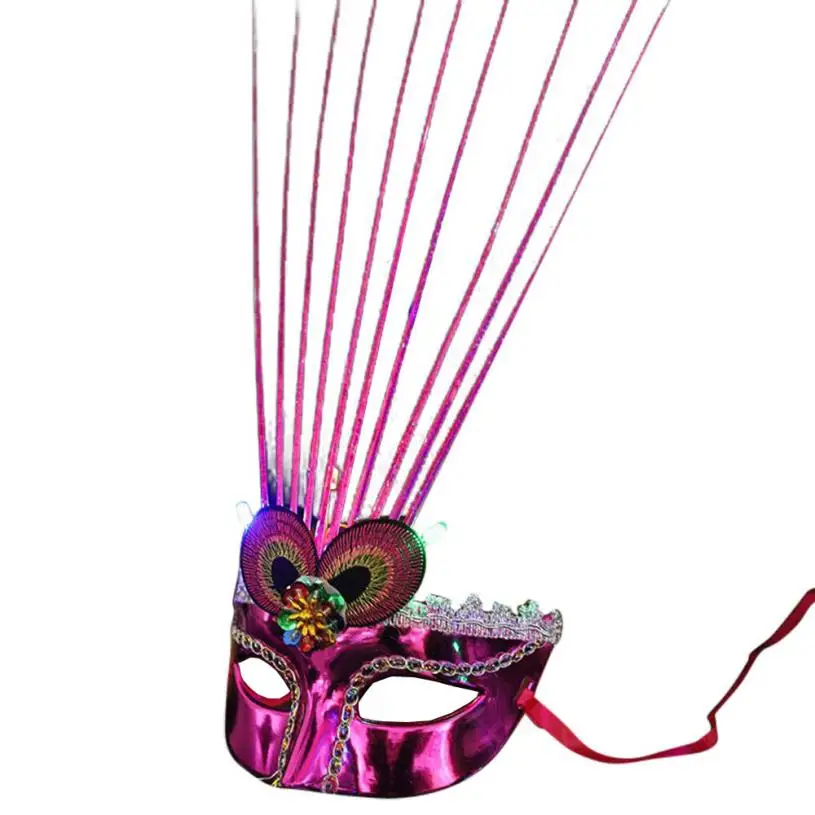 

2017 New Arrival HOT Women LED Fiber Mask Masquerade Fancy Dress Party Princess Feather Masks Drop Shipping ap821