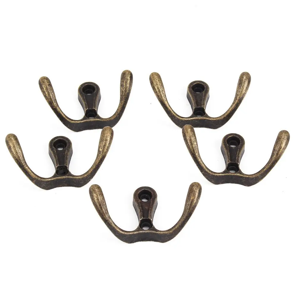 

Vintage Double Prong Coat Hook Hanger Hanging For Clothes Coat Pack Of 5