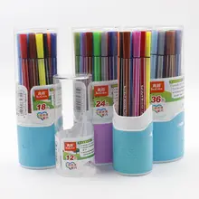 12/18/24/36 Цвета одежда с персонажами из мультфильмов, с защитной коробкой водяного Цвет ручка с миньонами маркер-кисточка для нанесения хайлайтера для канцелярская бумага для детей для рисования принадлежности Sch