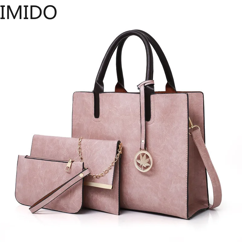 النساء 3 قطعة/المجموعة بو جاكيت جلدي-مقبض حقيبة الإناث خمر عارضة شرابة كبيرة حقيبة كتف محفظة السيدات الأزياء حقيبة ساع كيس