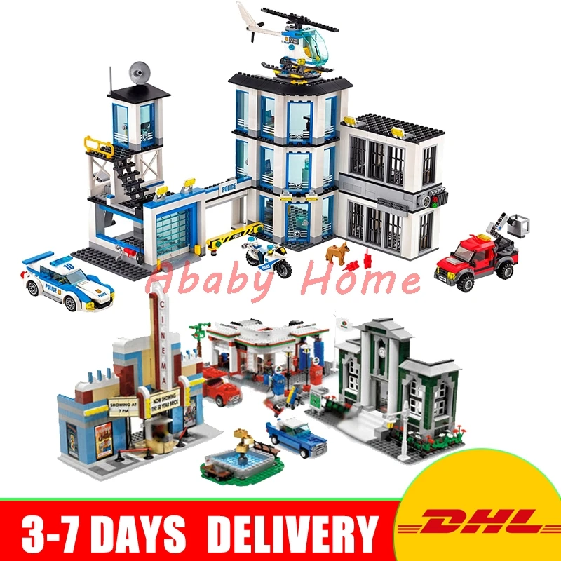 

DHL Lepin City Series 02020 Police Station+02022 50th Anniversary Town Educational Building Blocks Bricks Model Toys 60141 10184