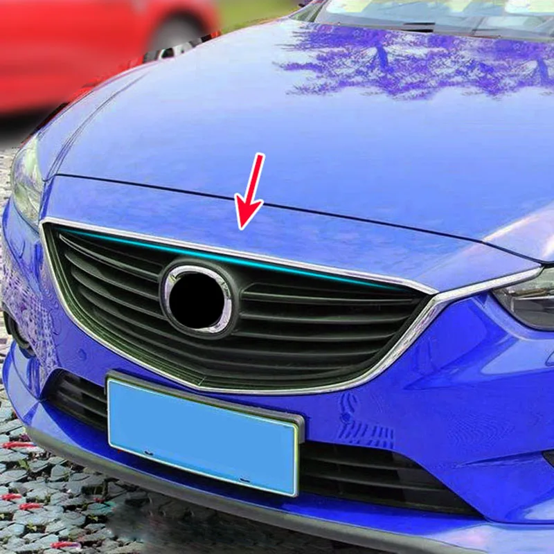 

AX CHROME FRONT HOOD BONNET GRILLE GRILL LIP MOLDING COVER TRIM BAR GARNISH LID PROTECTOR FIT FOR MAZDA 6 ATENZA M6 2013-2015