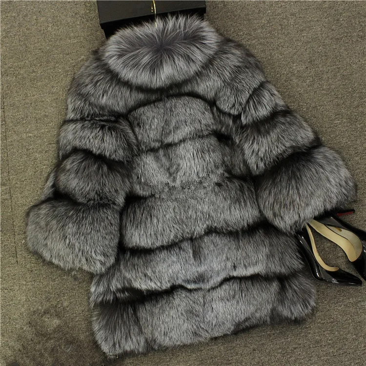Lisa Colly, Женское зимнее пальто, куртка, новинка, искусственный мех, длинное пальто, куртка, меховое пальто, пальто, Толстая теплая верхняя одежда, Лисий мех, пальто, куртка