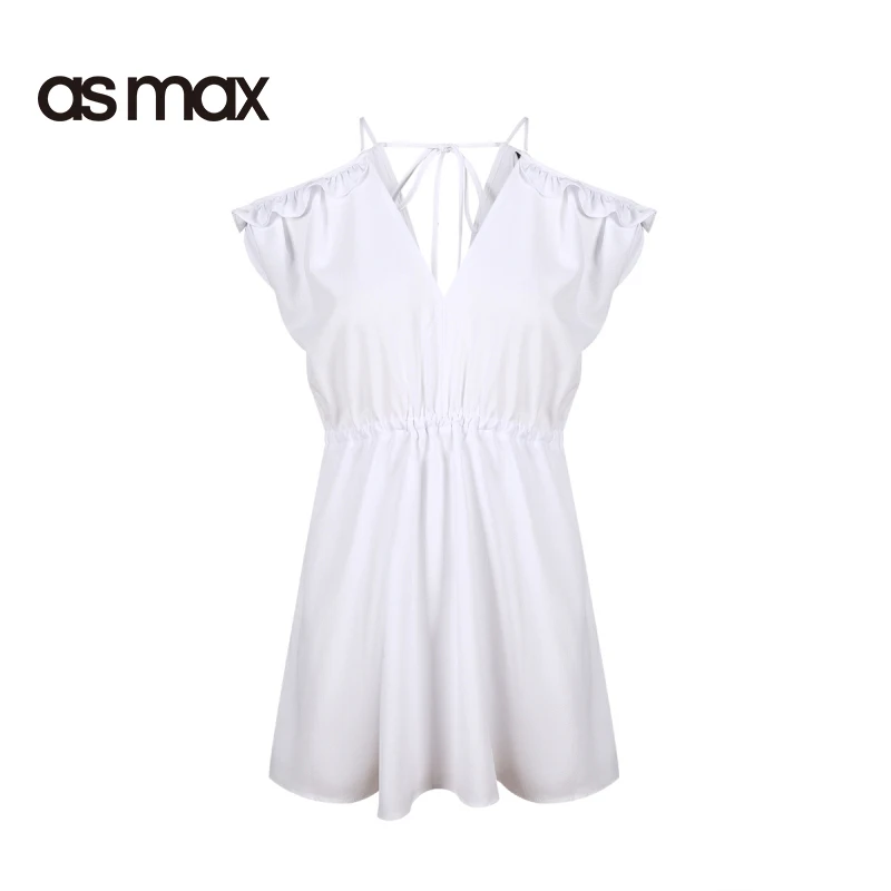 asmax font b 2017 b font Summer Deep V neck Spaghetti Strap Hollow Out Ruffles Women