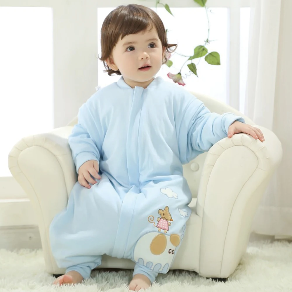 

Baby Sleeping Bag Spring Children Wear Newborn Diaper Cocoon Elephant Print Cute High Quality Cotton Detachable Sleeve Sleep Bag