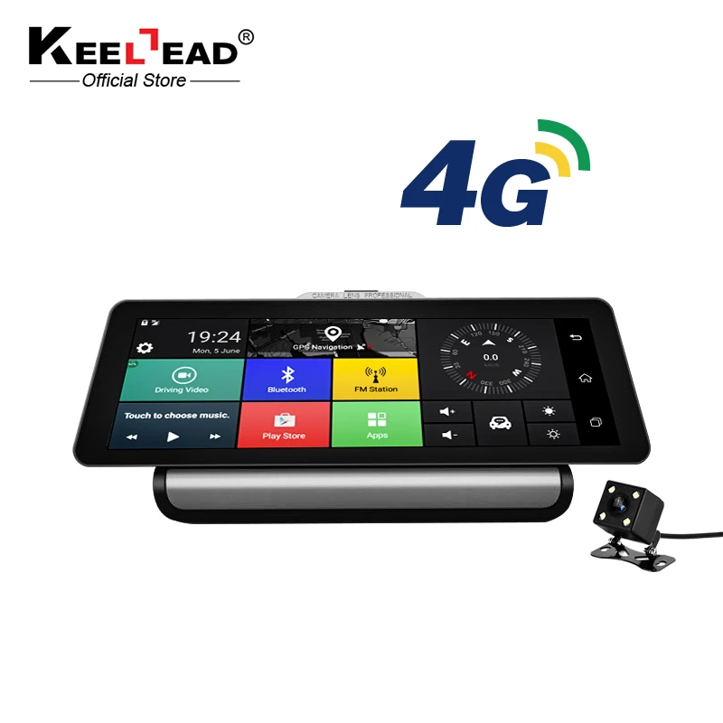 KEELEAD 4G Автомобильный видеорегистратор Камера GPS 9 88 &quotAndroid 5 1 Full HD 1080P с двумя