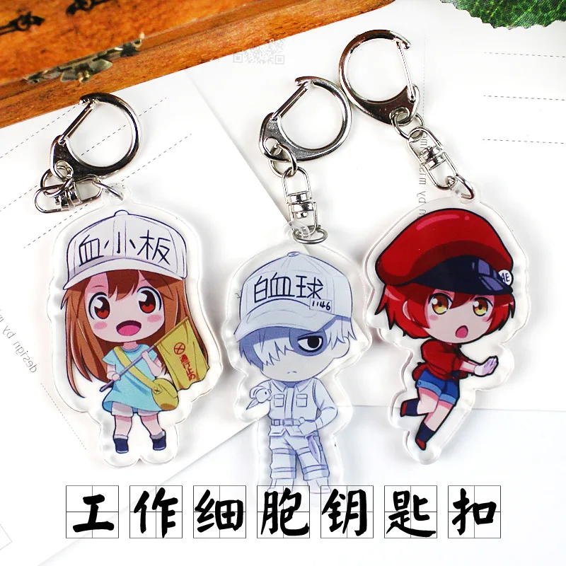 

Anime Cells At Work Cosplay Keychain Cartoon Hataraku Saibou Platelet Pretty Car Key Holder Chain Keyrings Pendants Jewelry