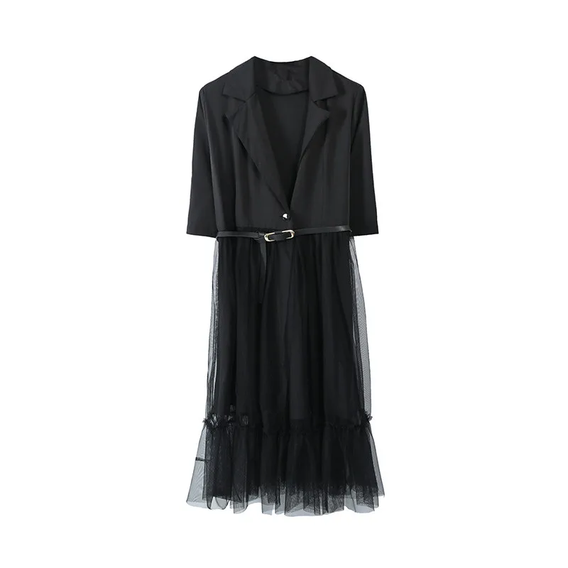 

Spring gauze patchwork dress xxxxl plus size women