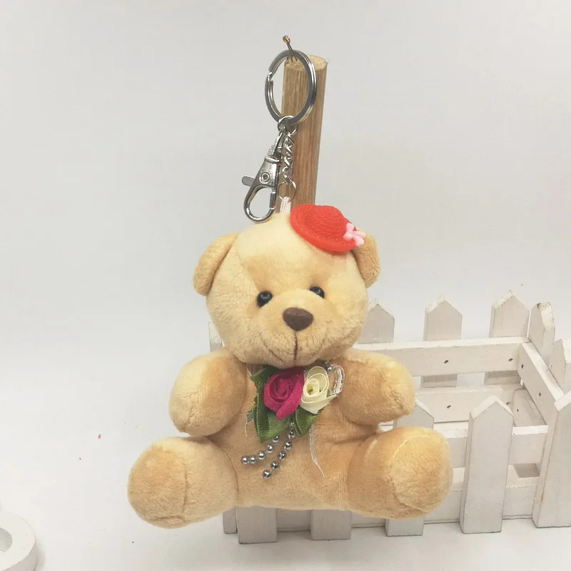 11cm sitting bear with flowe and hat (2)