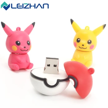 

LEIZHAN Pikachu USB Flash Drive Character Pendrive Cute Thumb Drive Cartoon Pen drive USB 2.0 Pokemon 64gb 32gb 16gb 8gb 4gb