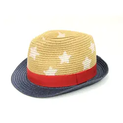 Летняя детская шапочка соломенная натуральная безвредная Солнцезащитная шляпа для отдыха на открытом воздухе пляжные пятиконечные