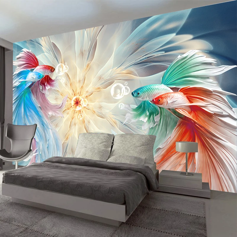 Photo Wallpaper Modern 3d Fancy Goldfish Mural Living Room Tv