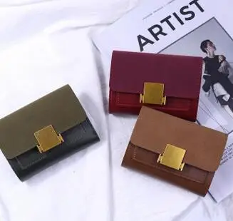 

2018 new mini purse short section female scrub stitching retro fresh wallet