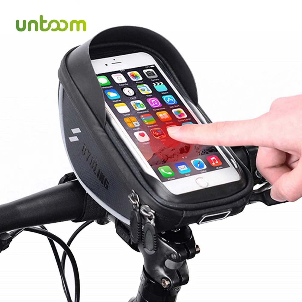 

Untoom Waterproof Bicycle Bike Head Tube Handlebar Bag Cycling Bike Front Frame Phone Bag 6.0 inch MTB Road Bicycle Phone Holder