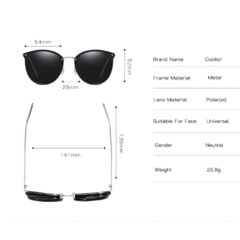KEITHION Fashionable polarized sunglasses women's round retro sunglasses coated metal frame tinted driving glasses