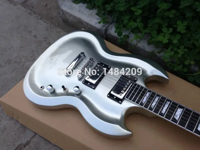 Cheap Sg custom guitar shape with cnc working upper body contour shape, strip finished gloss, chrome parts!