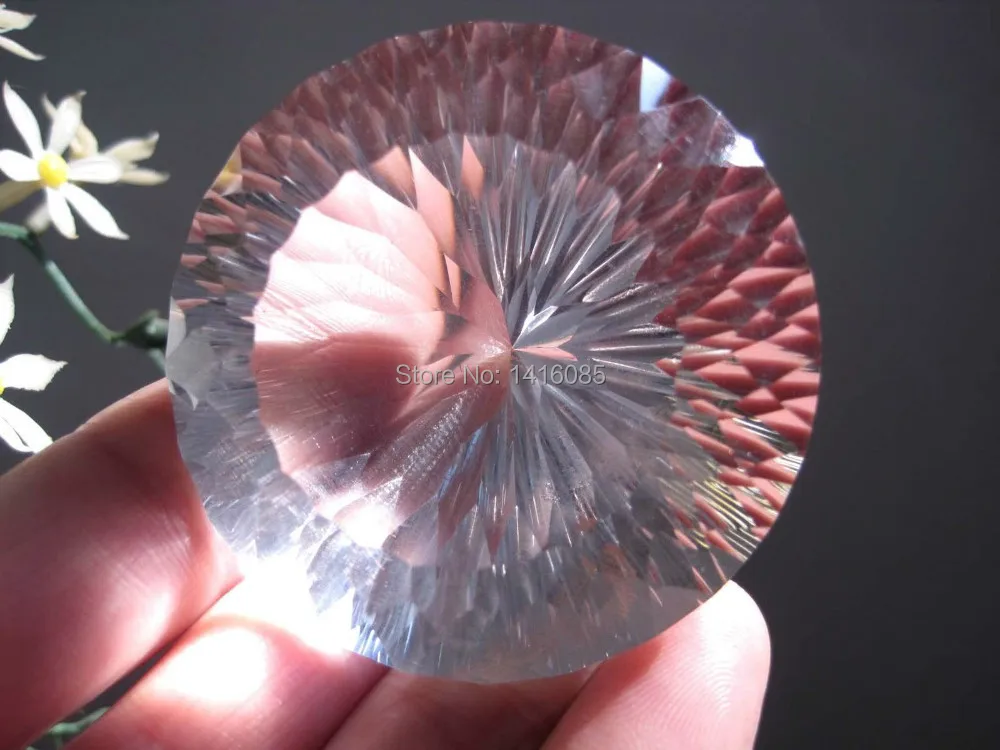 95g Tibet Natural Clear Crystal 152+1 sided Diamond Shaped Carving ART