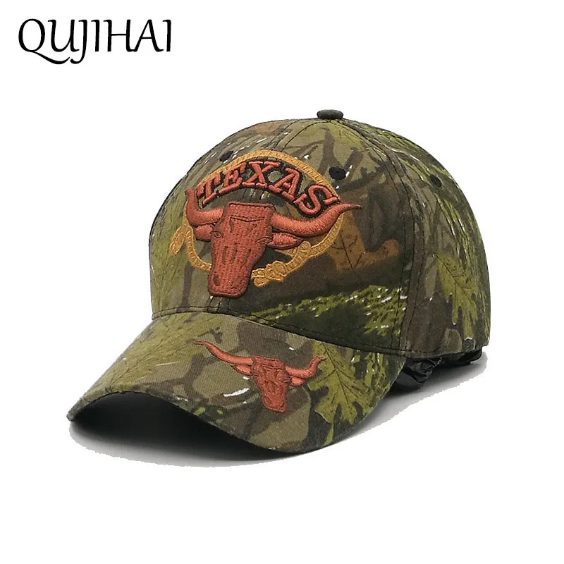 QUJIHAI Техас бейсболка ковбойская Snapback кепки s для мужчин солдатская шляпа камуфляж
