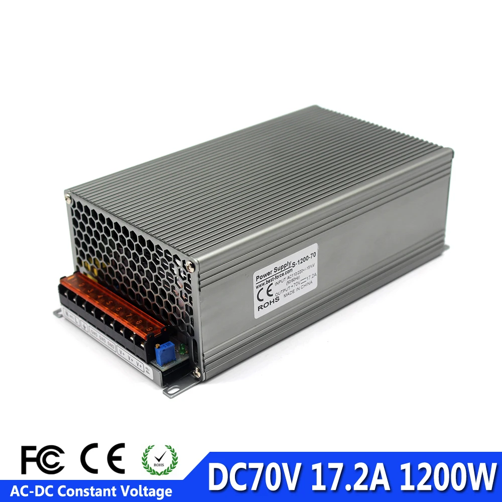 Одиночный выход DC 70V переключатель питания DC70V 17.2A 1200W источник светодиодный