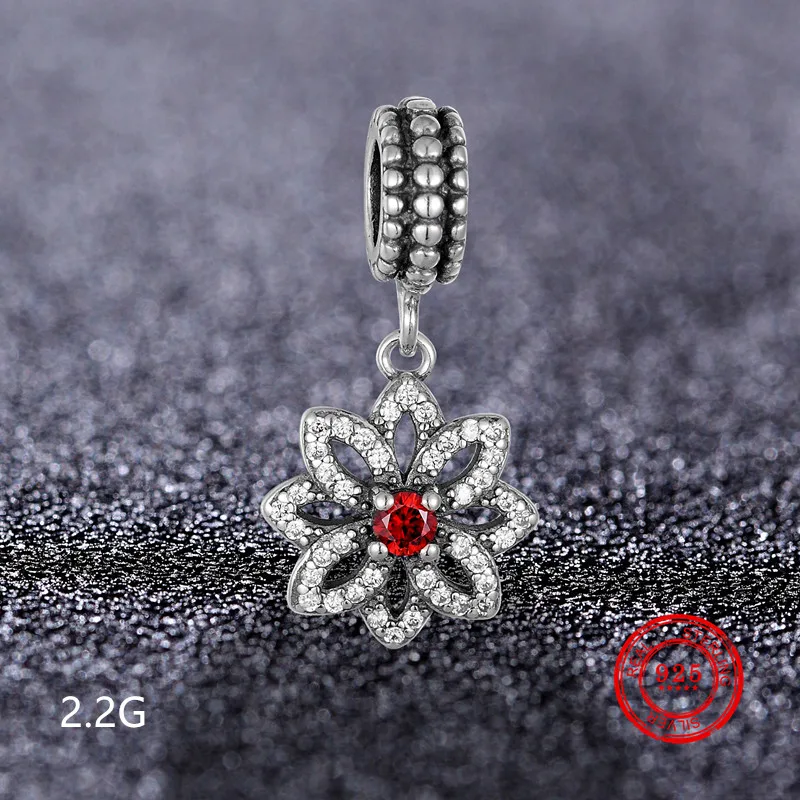 

925 sterling silver bead flower pendant for Pandora bracelet necklace women's jewelry DIY production accessories wholesale