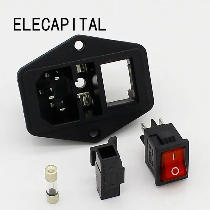Клавишный Выключатель питания IEC 3 Pin 320 C14 Входная мощность штепсельная вилка