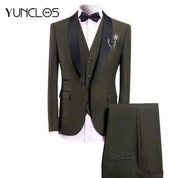 

YUNCLOS Men Suit One Button Classic Solid 3 Pieces Tuxedo Wedding Suits for Men Elegant Business Formal Suits Jackets