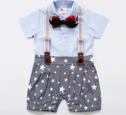 Летняя футболка с короткими рукавами галстук комбинезон костюм для мальчика господа Стиль Младенческая малышей чулок Экипировка