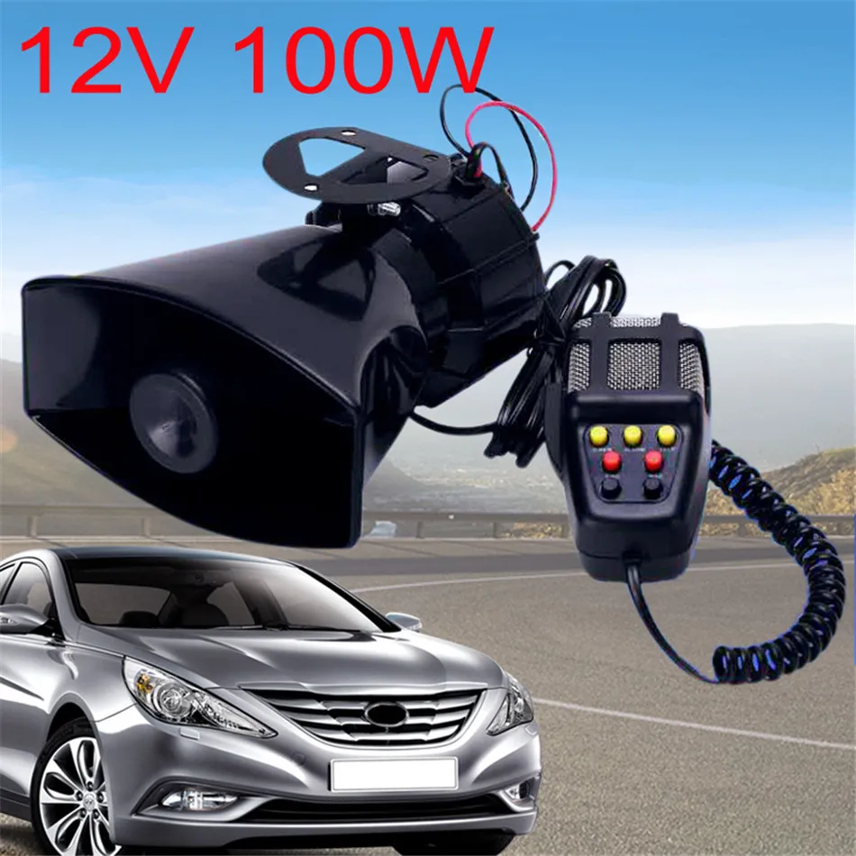 

Multi-function 100W 7 Sound Car Electronic Warning Siren Motorcycle Alarm Firemen Ambulance Loudspeaker With MIC