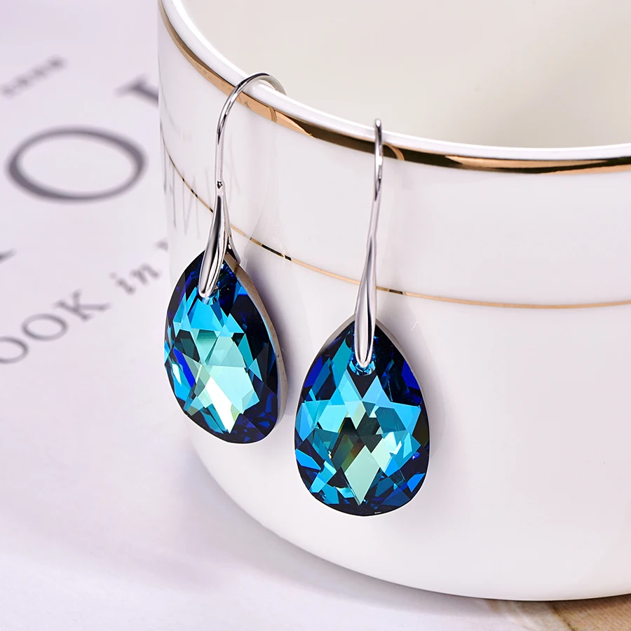 MALANDA Water Drop Earrings For Women Fashion Original Crystal From SWAROVSKI Silver Color Pendant Dangle earrings Jewelry Gift