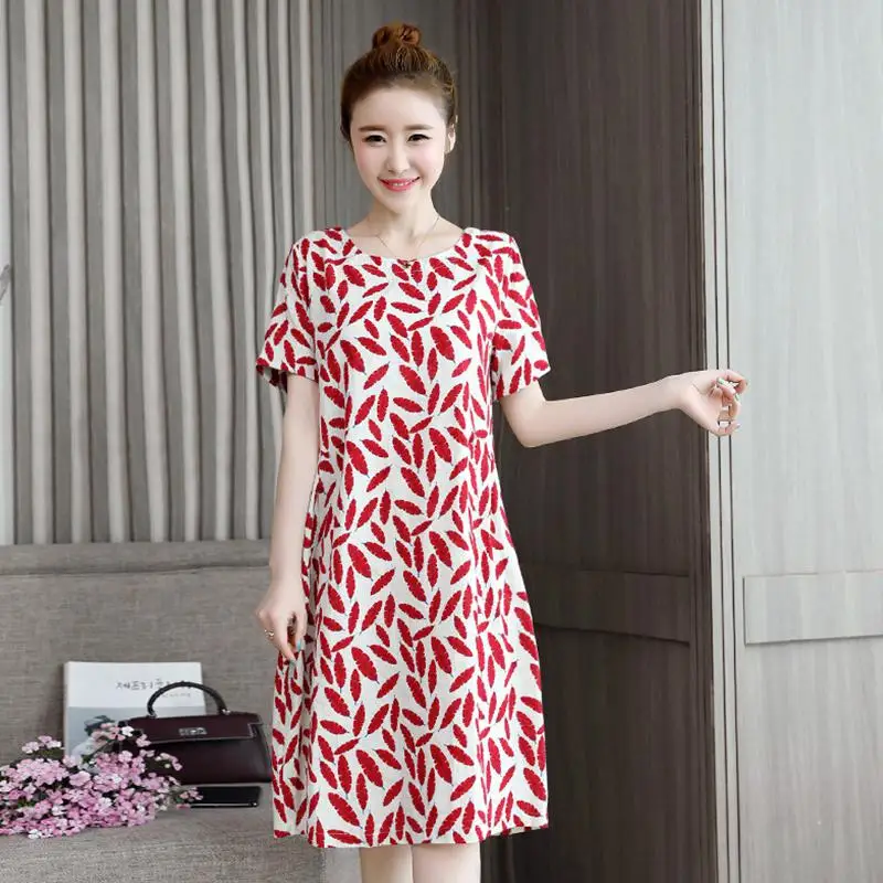 

DSstyles Women Summer Fashion Loose Simple Leisure Floral A-line Dress