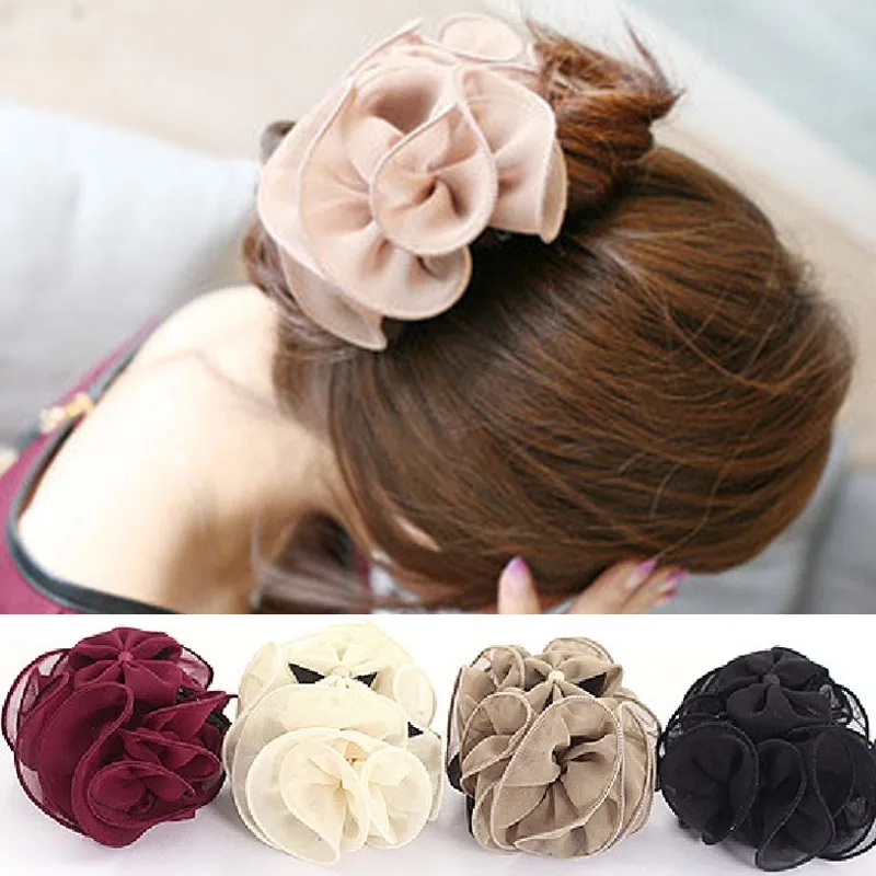 

Sale Women Elegant Multicolor Hair Claws Fashion Big Flower Hair Clip Headwear