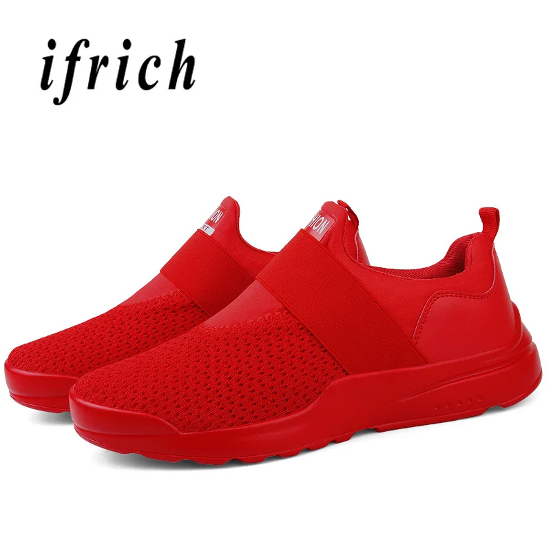 

Man Running Shoes Spring Autumn Mens Mesh Athletic Shoes Red White Jogging Male Sneakers Breathable Sport Shoes For Men