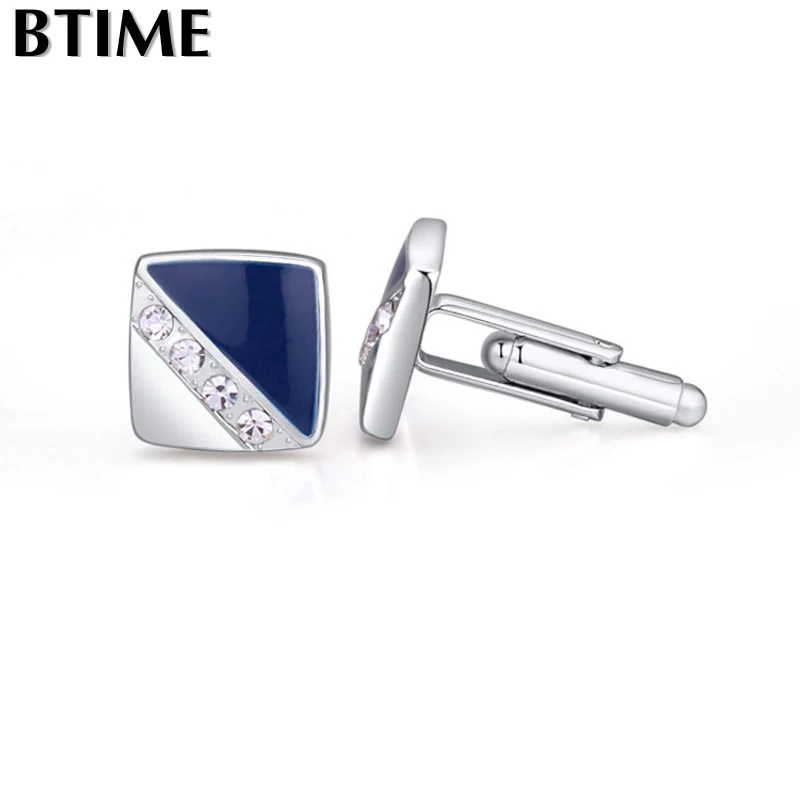 Best Quality Silver Cuff Links Men for Crystal from swarovski Cufflinks
