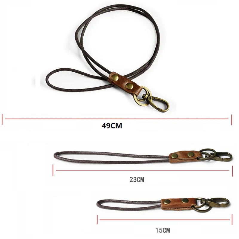 Wholesale Key Holder keychain Rope Retro Leather Key Chain Neck Rope Card Pack Parts 49cm 23cm 15cm Durable Portable Cheap K19